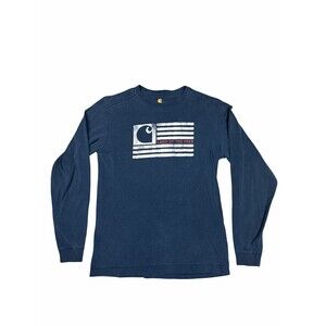 Carhartt T-Shirt Mens Size S Vintage Look Flag Relaxed Fit Long Sleeve USA Made